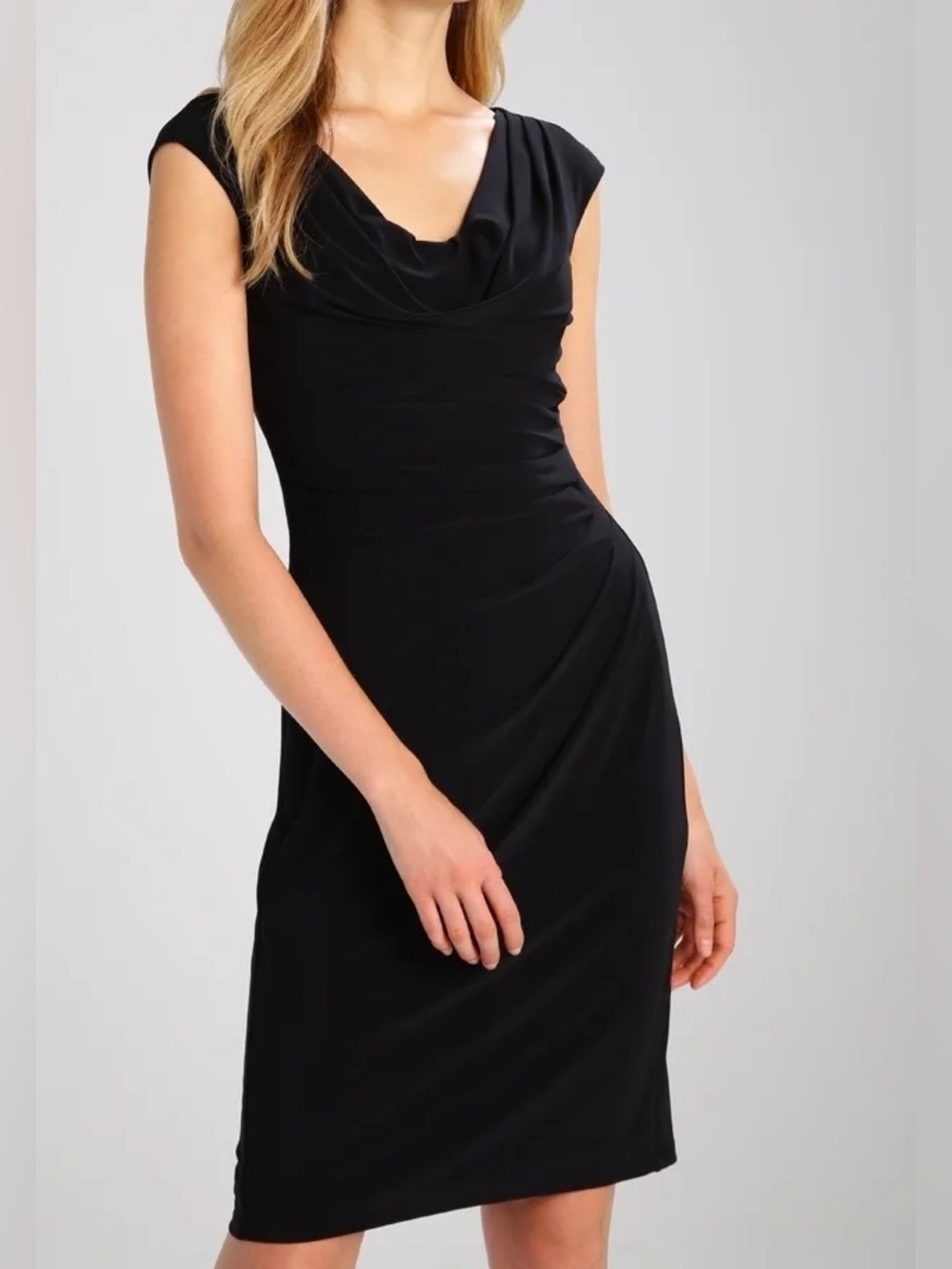 Lauren Ralph Lauren black sleeveless cowl neck sheath dress women’s size 8